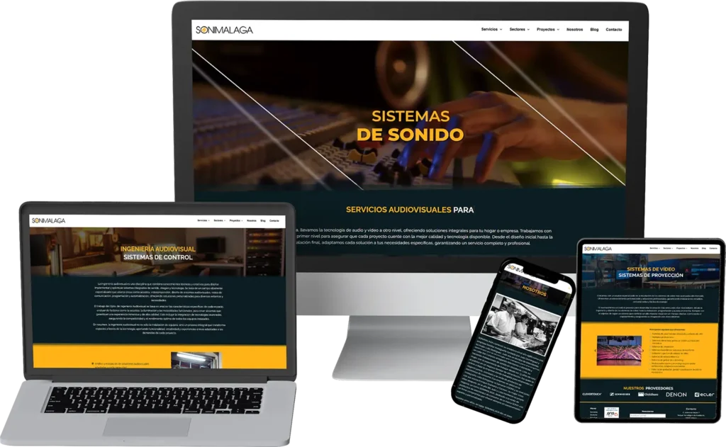 Composición de dispositivos de la web de Sonimalaga
