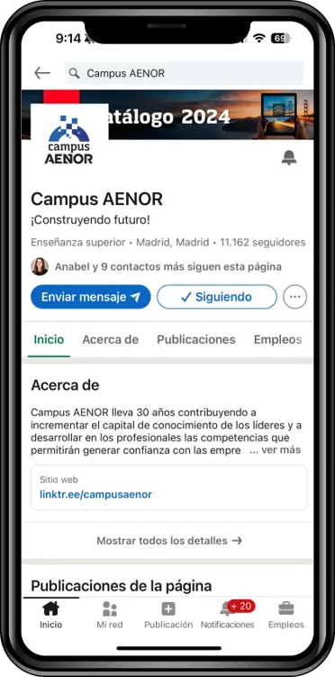 Captura de Redes sociales de AENOR