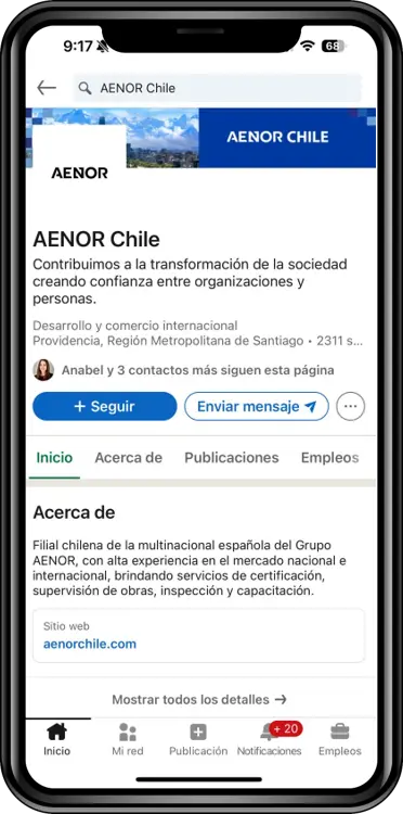 Captura de Redes sociales de AENOR